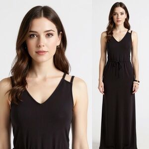 L.L. Bean Black New Signature Knit Maxi Dress Size Medium NWT